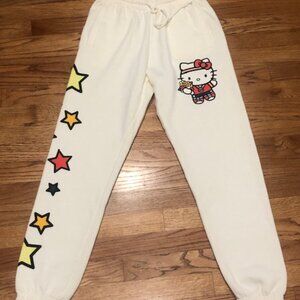 Hello Kitty by Sanrio Joggers Sweatpants Pants Cream Red Stars XS